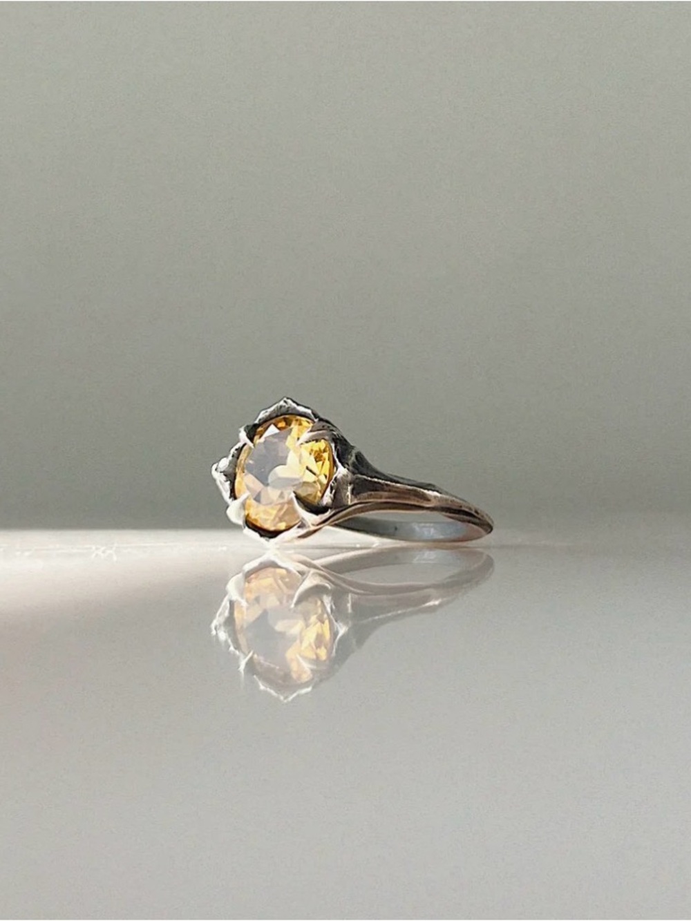 Sterling Silver Citrine Floral Ring
